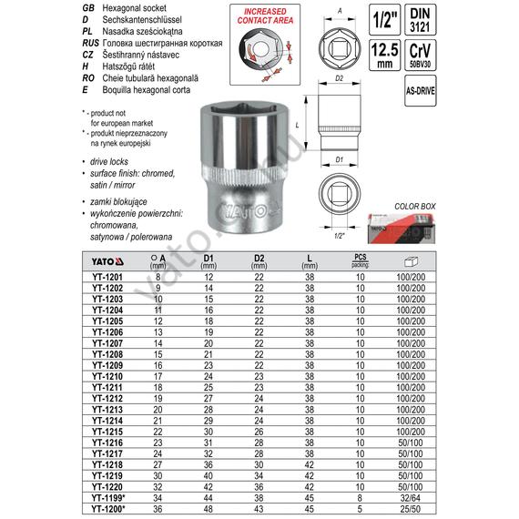 DUGÓKULCS 1/2" 22