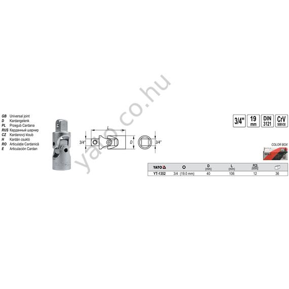 Kardán csukló 3/4" 106mm