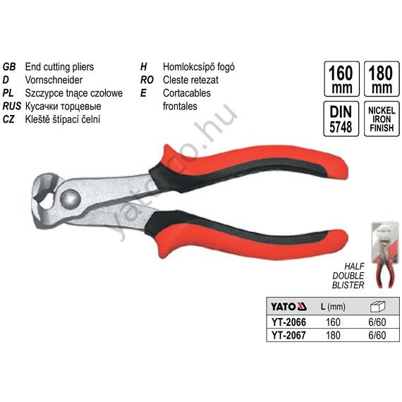 Homlokcsípő fogó 160 mm YATO