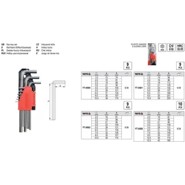 Imbuszkulcs készlet 9 részes hossz. (1,5-10) CrV YATO