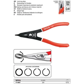 Seeger fogó csőrös külső 225 mm YATO