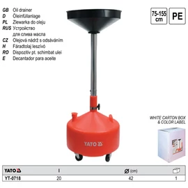 YATO fáradtolaj leeresztő tartály 20L, magasság 75-155cm