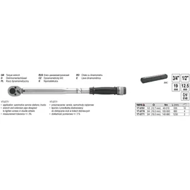 YATO Nyomatékkulcs 1/2", 40-210 Nm