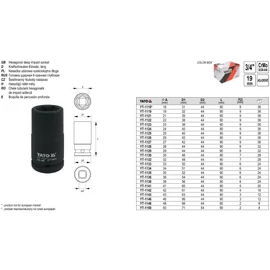 Hatszőgű rátét mély 3/4" 21mm