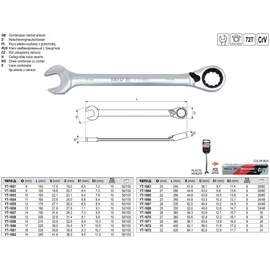 Racsniskulcs 13 (irányváltó) 72T CrV YATO