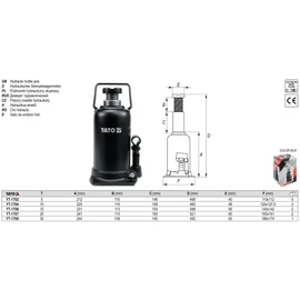 YATO  5 tonnás olajemelő, 212-468 mm