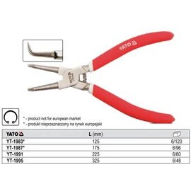 Seegerfogó, belső, hajlított, 225 mm