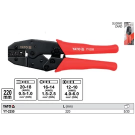 YATO Krimpelő és saruzó fogó ø 0.5-6.0 mm2/220 mm