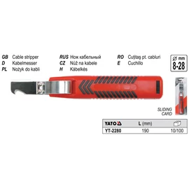 YATO Kábelvágó és blankoló kés ø 8-28 mm/190 mm