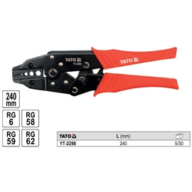 YATO Krimpelő fogó RG6,RG58,RG59,RG62/240 mm
