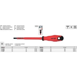 YATO Csavarhúzó 4,0 x 100 mm, S2,  1000 V -ig szigetelt