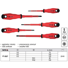 YATO Csavarhúzó készlet 5 részes, 1000 V -ig szigetelt