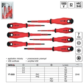 YATO Csavarhúzó készlet 7 részes, 1000 V -ig szigetelt