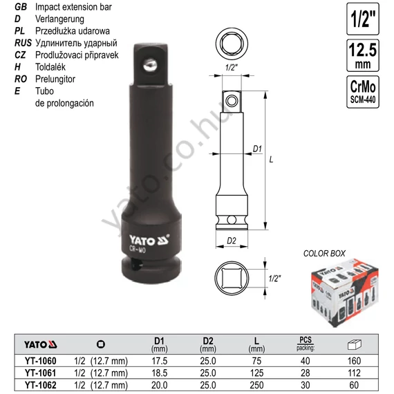 TOLDÓSZÁR GÉPI 1/2" 250mm