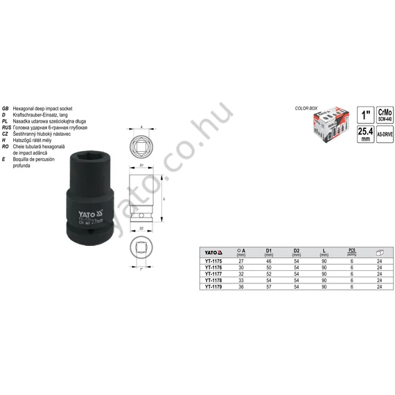 Hatszőgű rátét mély 1" 27mm