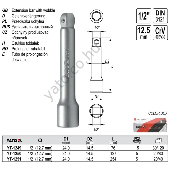 TOLDÓSZÁR 1/2" 127mm