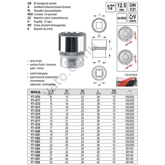 DUGÓKULCS 1/2"  8