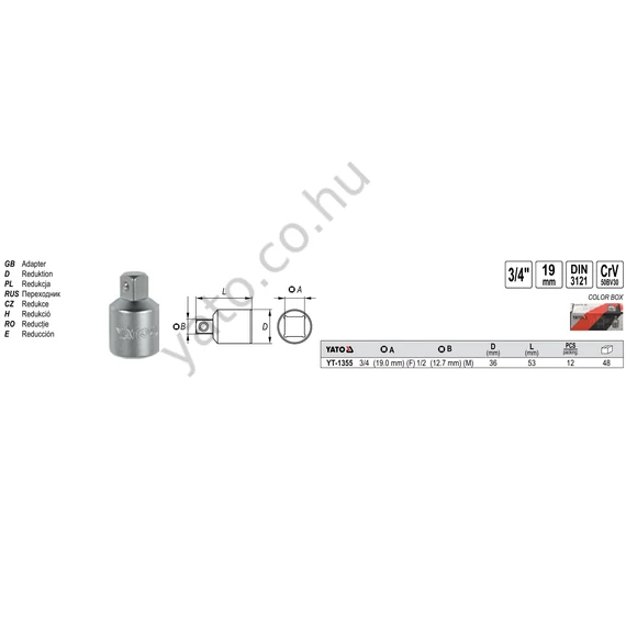 ADAPTER 3/4"-1/2"
