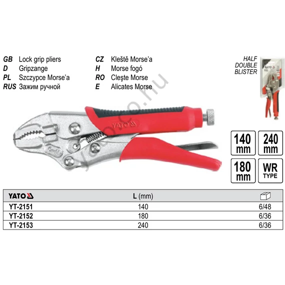 YATO Patentfogó gumírozott markolattal 240 mm