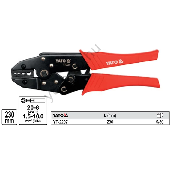 YATO Krimpelő fogó ø 1,5-10,0 mm/ 230 mm