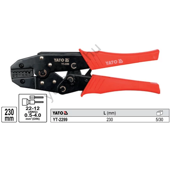 YATO Krimpelő fogó ø 0,5-4,0 mm2/230 mm