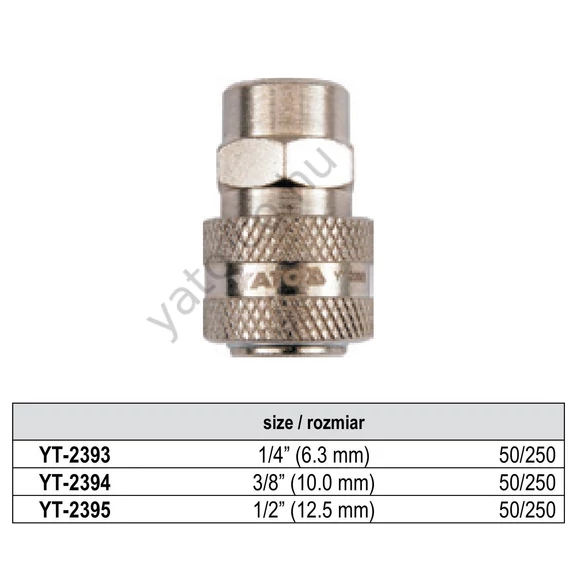 YATO Pneumatikus gyorscsatlakozó 3/8" (10 mm) belső menetes