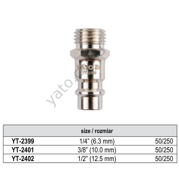 YATO Pneumatikus gyorscsatlakozó 1/4"-os külső menetes