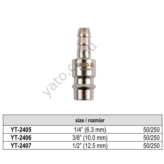 YATO Pneumatikus gyorscsatlakozó 1/2"-os tömlővéggel