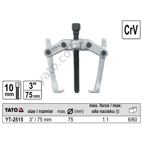 Csapágylehúzó 2 körmös 3"/75 mm YATO