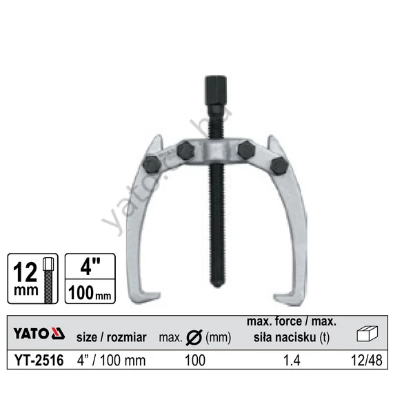 Csapágylehúzó 2 körmös 4"/100 mm YATO