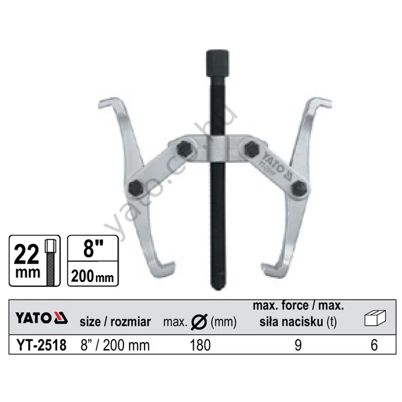 Csapágylehúzó 2 körmös 8"/200 mm YATO