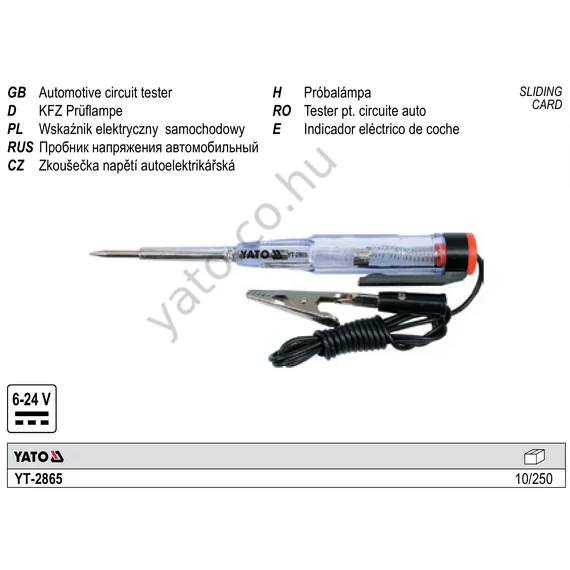 YATO Autóvillamossági teszter 6-24V