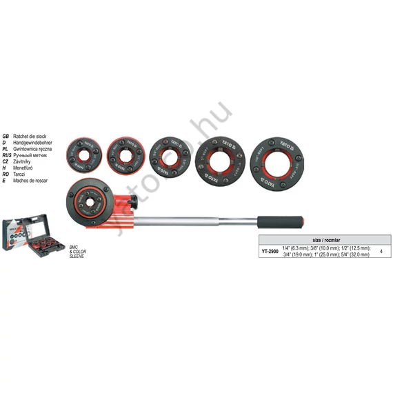 Csőmetsző készlet 7 részes (1/4"-3/8"-1/2"-3/4"-1"-5/4") YATO