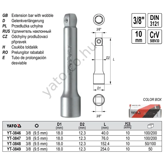 TOLDÓSZÁR 3/8" 254mm