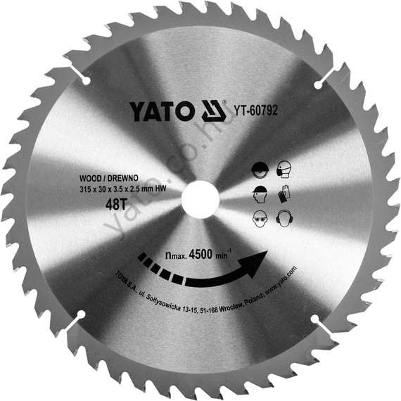 Fűrésztárcsa fához 315x30mm 48T  YT-60792