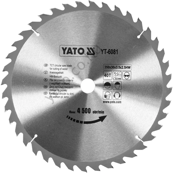 Fűrésztárcsa fához 350/30/40 YATO
