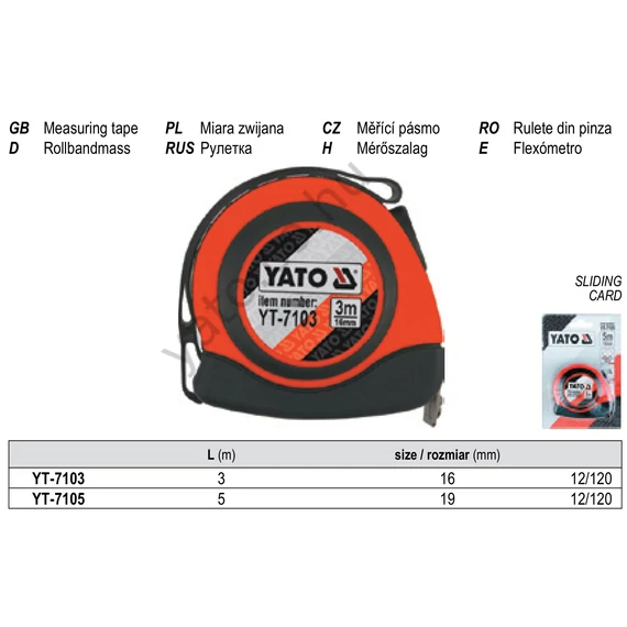 Mérőszalag 3 m/16 mm, mágneses, nylon bevonatú YATO
