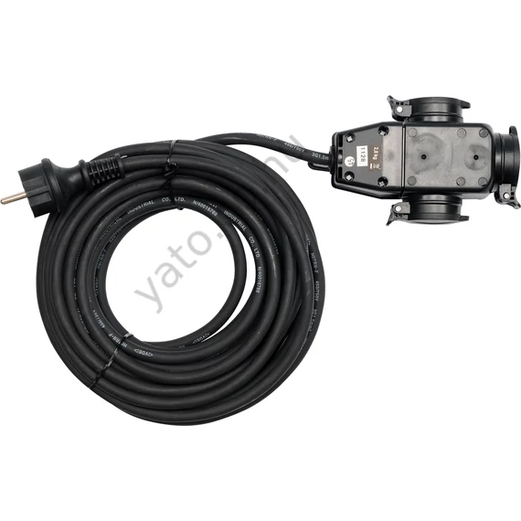 Elektromos hosszabbító 20 m gumi szigetelésű 3-es elosztóval 16 A/1,5 mm2 H07RN-F, IP44 3G1,5 mm Y81162