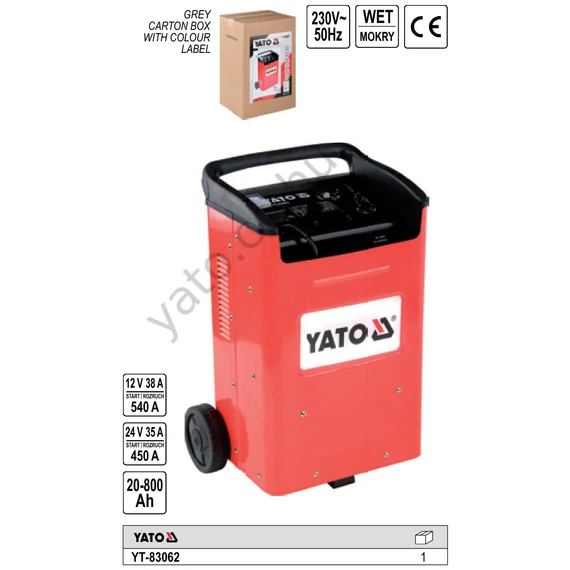 YATO Yato Akkumulátor töltő-indító 12-24V 540A/ 20-800Ah