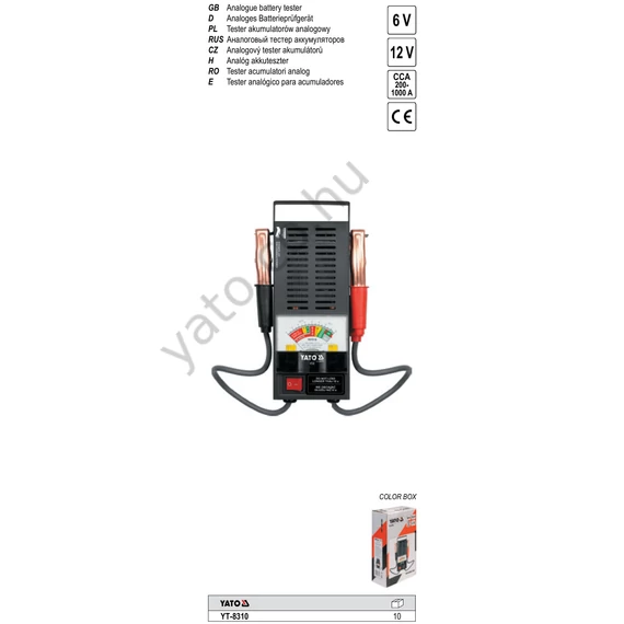 Akkuteszter 6-12V analóg CCA 200-1000A YATO