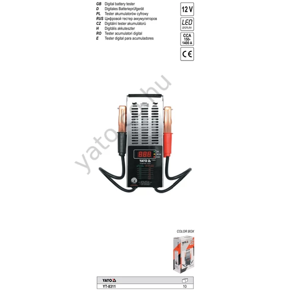 Akkuteszter 12V digit CCA 150-1400A YATO